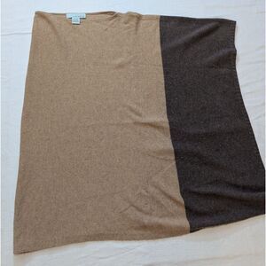 Celeste Wool Cashmere Asymmetrical Poncho Sweater Colorblock Camel/Charcoal